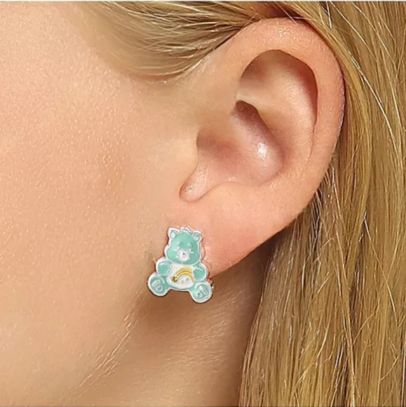 Care Bear Wish Bear 3D Stud Earrings - fine silver plated - Picture 6 of 6
